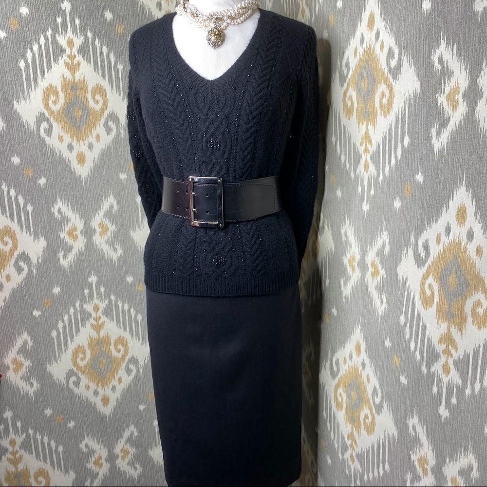 Ralph Lauren Jet Beaded Cashmere Cable Sweater